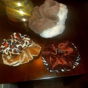 NEW! 2 Fuzzy or 2 Velvet Hair Scrunchy / Ties